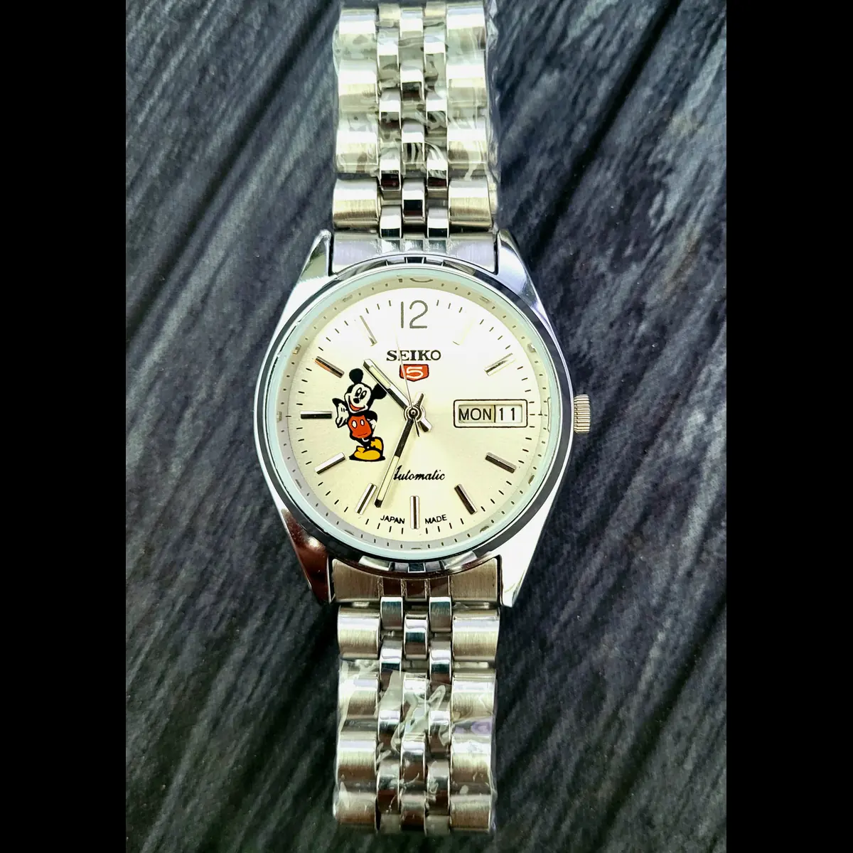 Vintage Seiko-5 17j Automatic Mickey Dial Mens Watch Exb Mod - Image 3