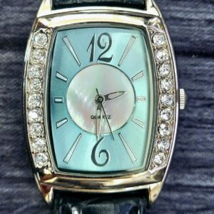 Elgin Blue 30x36 Barrel Tank Mop Dial Gem Stone Dress Watch