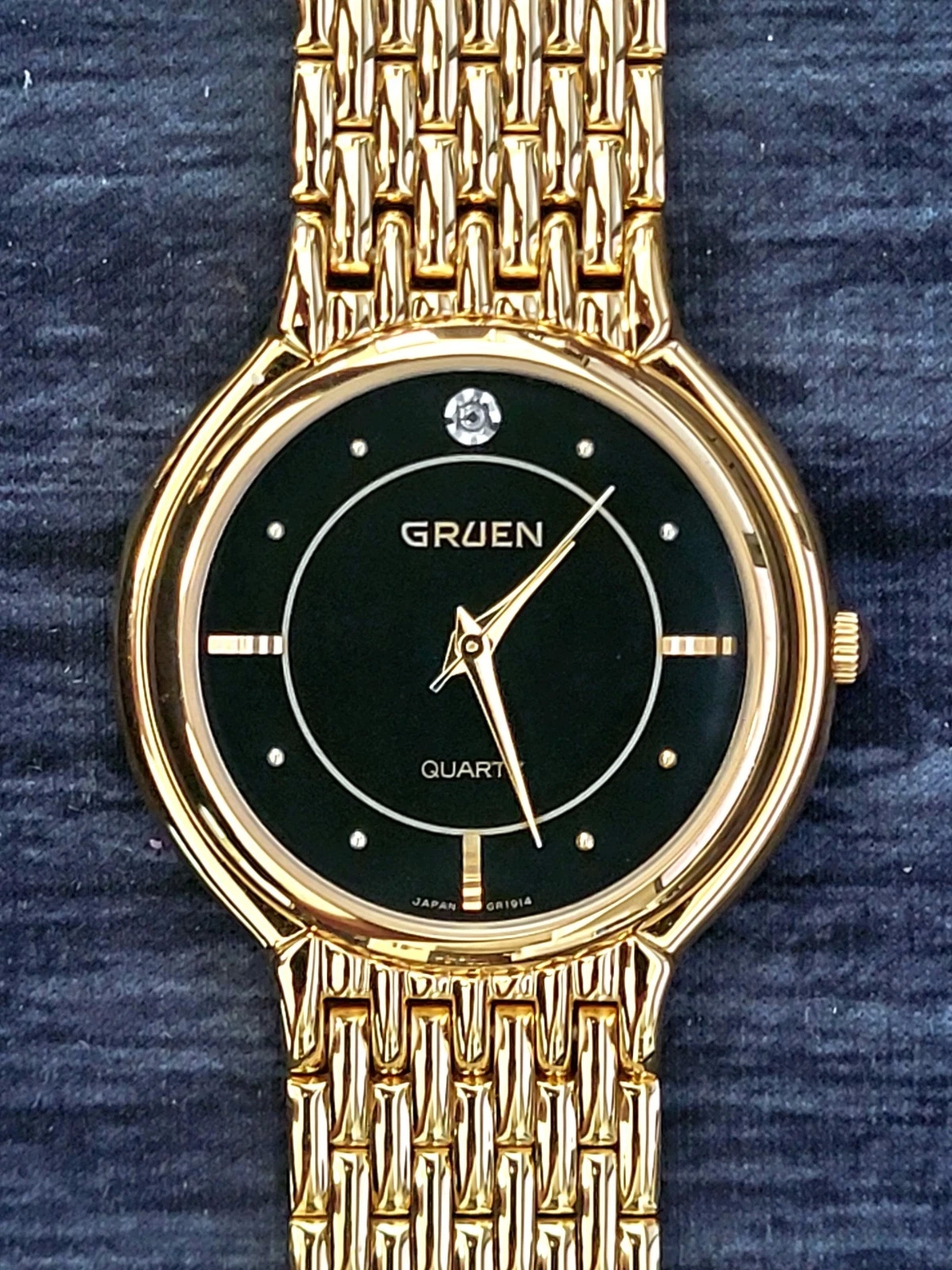 Rare Retro Exquisite Vintage Gruen Diamond Dial Men's Watch