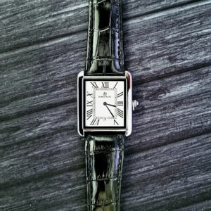 Pablo Raez Mens Silver Tank Swiss Style Watch 40mm Large