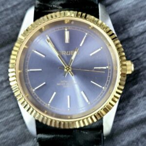 Rare Gruen 2 Tone Mens Dress Watch Satin Dial Fluted Bezel