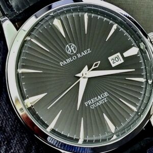 New Vintage Pablo Raez 40mm Mens Slv Blk Blk Presage Watch