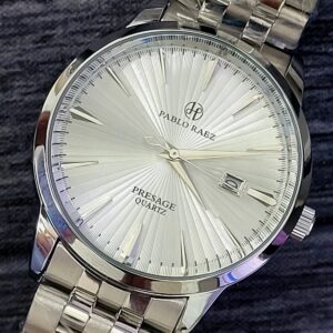 New Vintage Pablo Raez 40mm Mens Slv Wht Steel Presage Watch