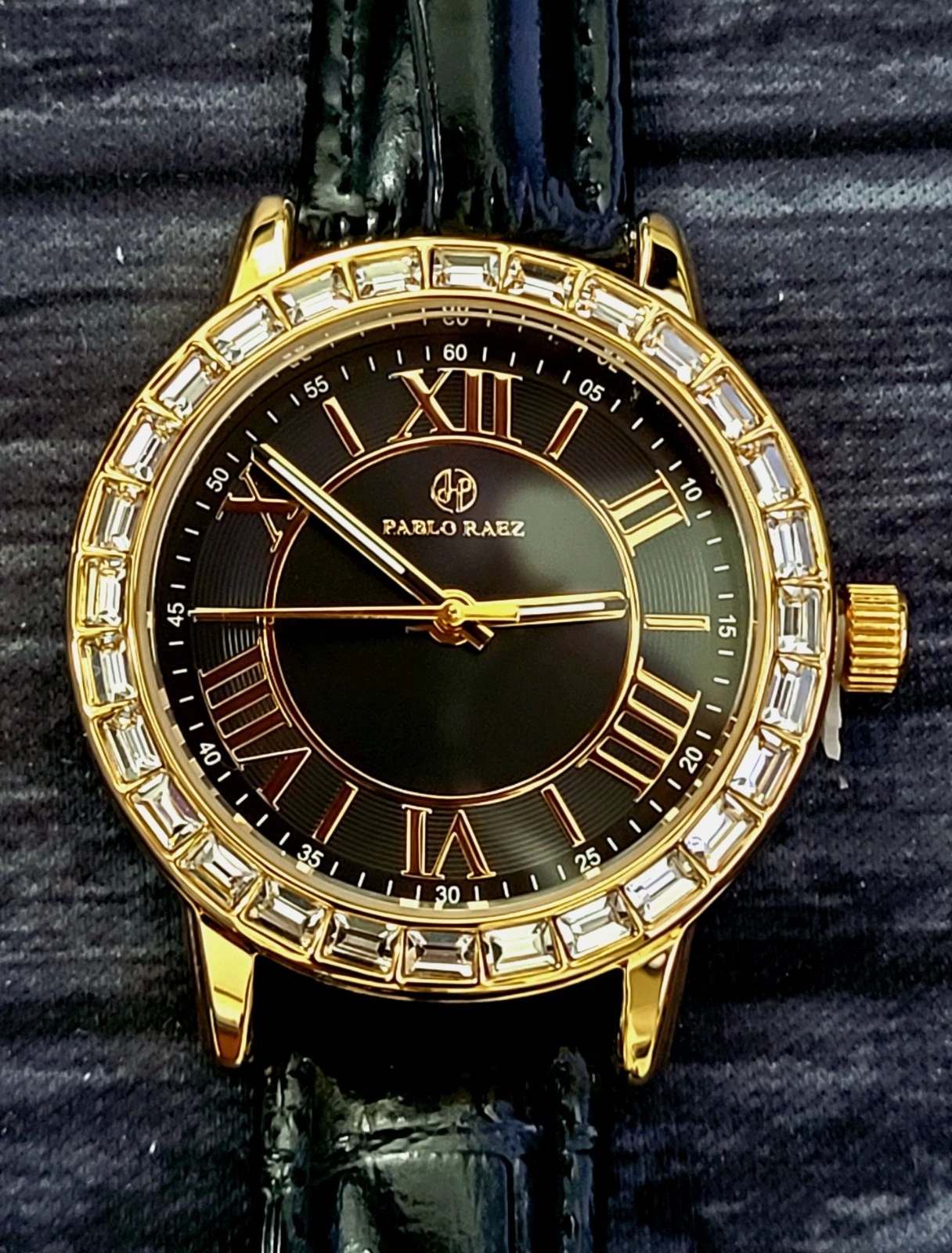 Rare Pablo Raez 35mm Manhattan Gem Studded Black Roman Watch