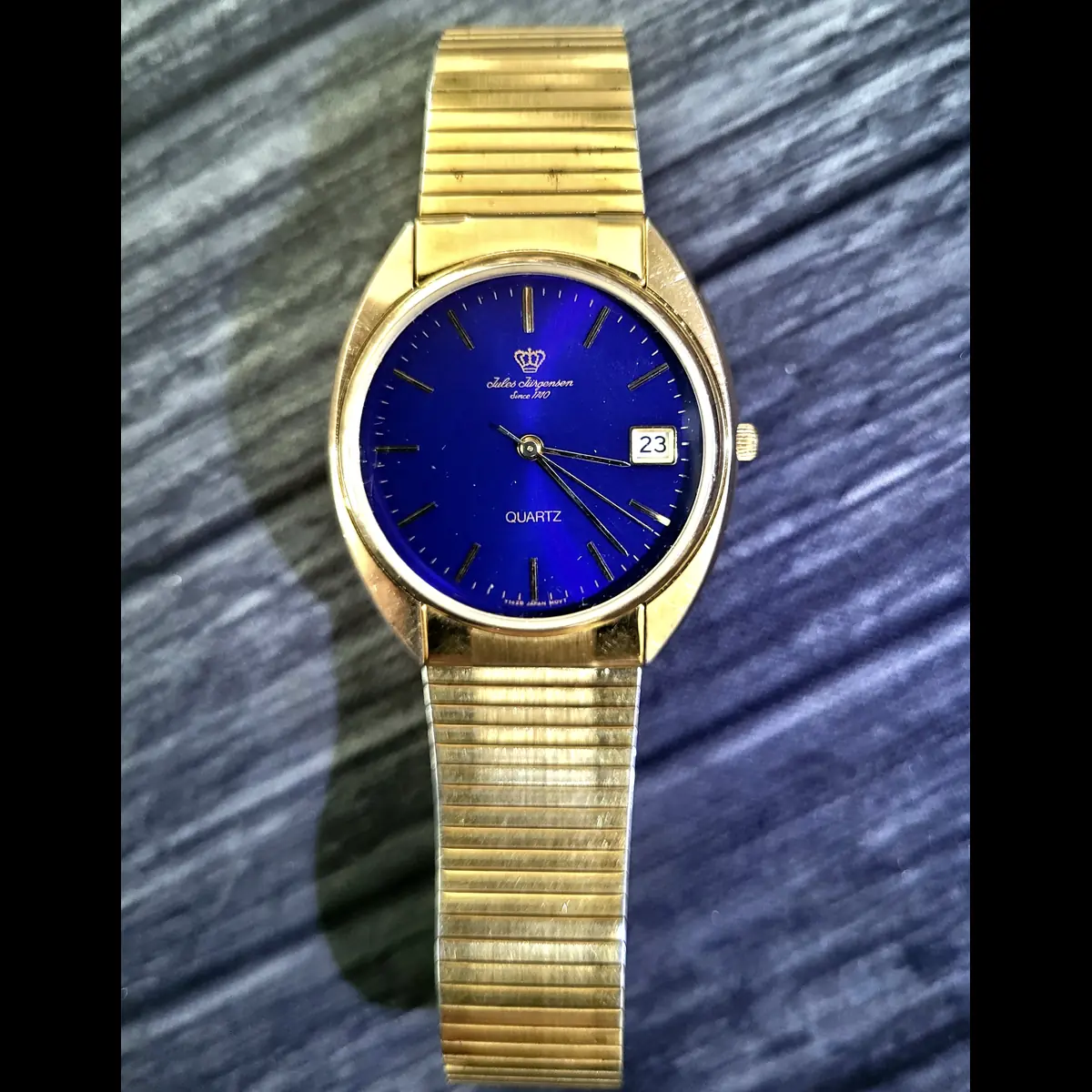 Vintage Rare Electric Blue Dial Jules Jurgensen Mens Watch - Image 3