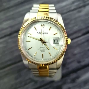 Rare Vintage Oleg Cassini Mens Diamond Watch W Box Papers