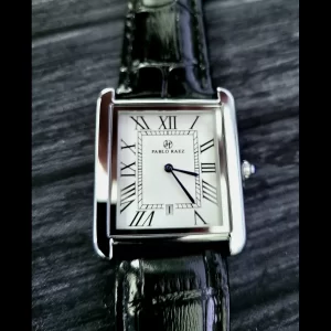 Pablo Raez Mens Silver Tank Swiss Style Watch 40mm Large