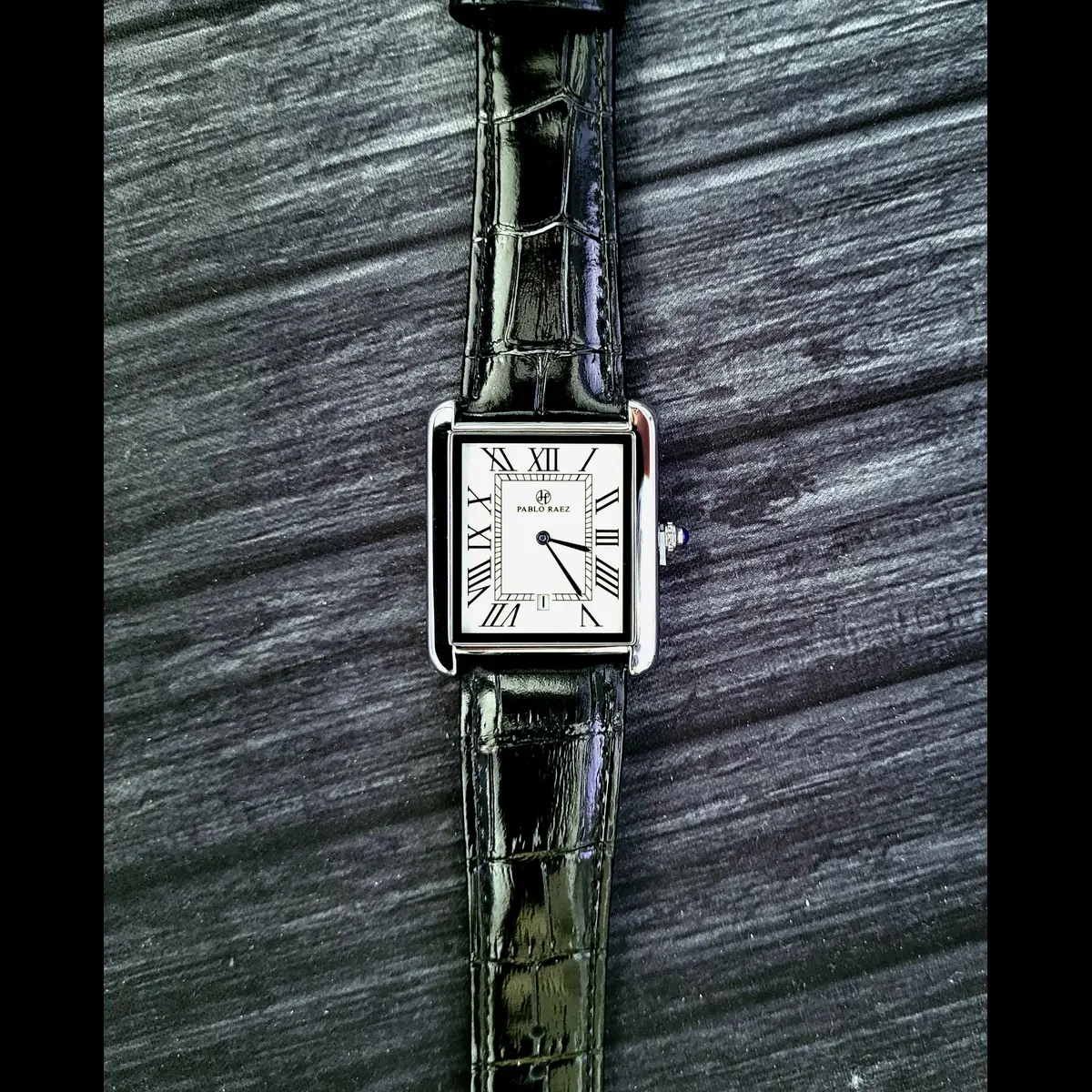 Pablo Raez Mens Silver Tank Swiss Style Watch 40mm Large - Image 6