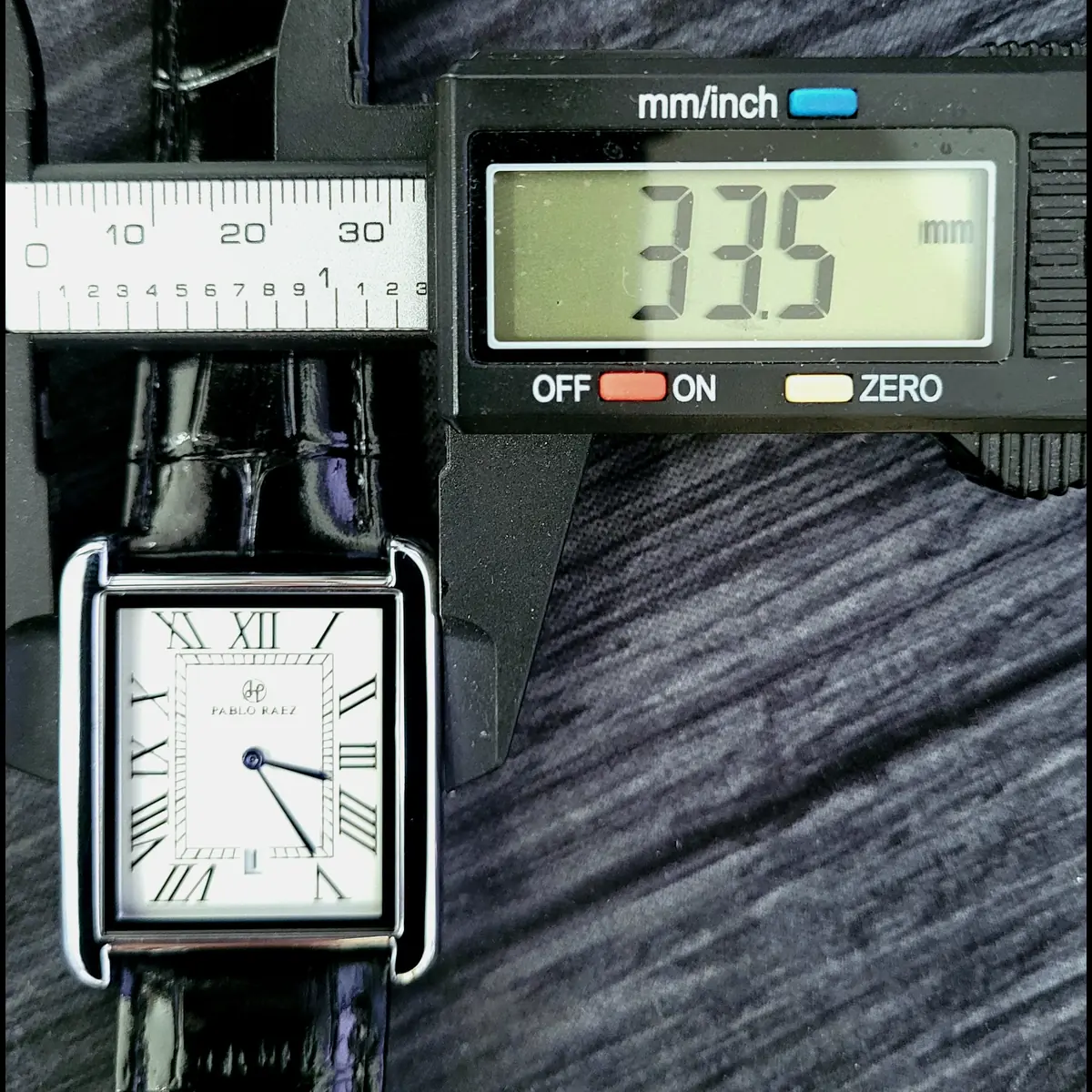 Pablo Raez Mens Silver Tank Swiss Style Watch 40mm Large - Image 4