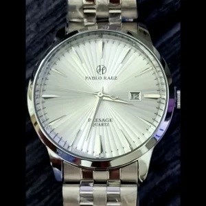 New Vintage Pablo Raez 40mm Mens Slv Wht Steel Presage Watch