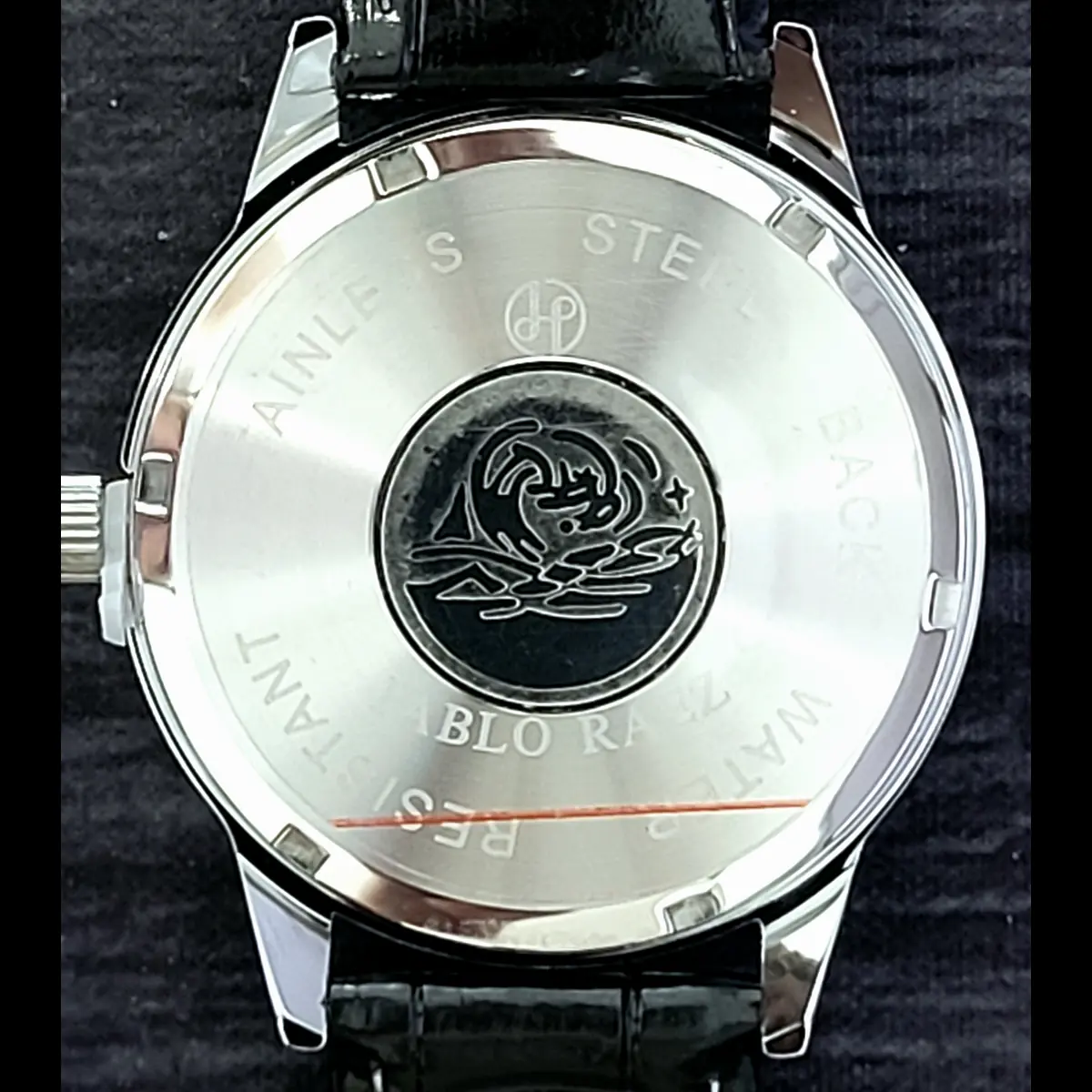 New Vintage Pablo Raez 40mm Mens Slv Blk Blk Lthr Presage Watch - Image 5
