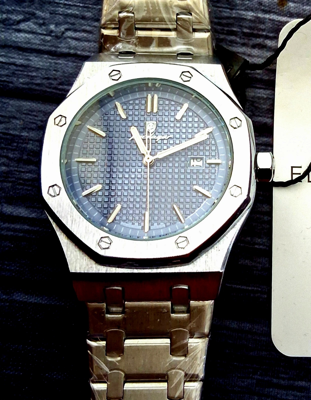 Mens Poedagar Offshore Blue Guilloché Dial Mens Dress Watch