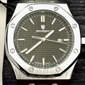 Rare Silver Poedagar Royal Diver Guilloché Dial Mens Watch