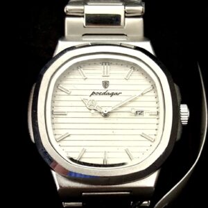 Vintage Poedagar Nautilis White Guilloché Dial Mens Watch