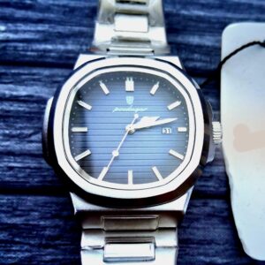 Vintage Poedagar Nautilis Blue Guilloché Dial Mens Watch