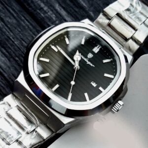 Vintage Poedagar Nautilis Black Guilloché Dial Mens Watch