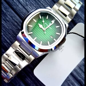 Vintage Poedagar Nautilis Green Guilloché Dial Mens Watch