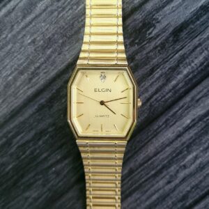 Very Rare Vintage Lord Elgin Mens Diamond Dial Tank Watch