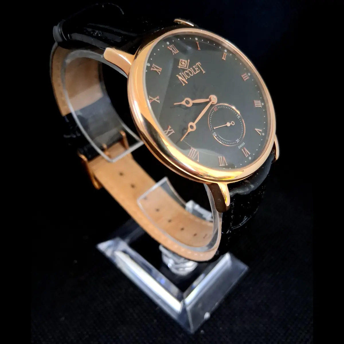 Rare Vintage Nicolet Roman Sub Second Dial Swiss Men's Watch - Image 2