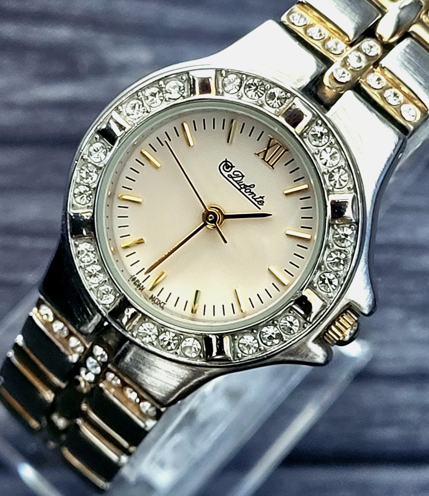 Rare Vintage Dufonte Woman's Diamond Bezel Enamel Dial Watch