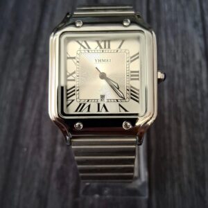 Vintage Inspired Square Milano Mens Silver Roman Dial Watch