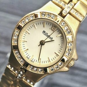 Rare Vintage Dufonte Woman's Diamond Paved Enamel Dial Watch