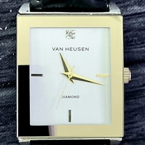 Rare Vintage Van Heusen Diamond Mens Bold Tank Dress Watch