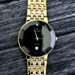 Rare Unisex Elgin Diamond Dial Faceted Crystal Dress Watch