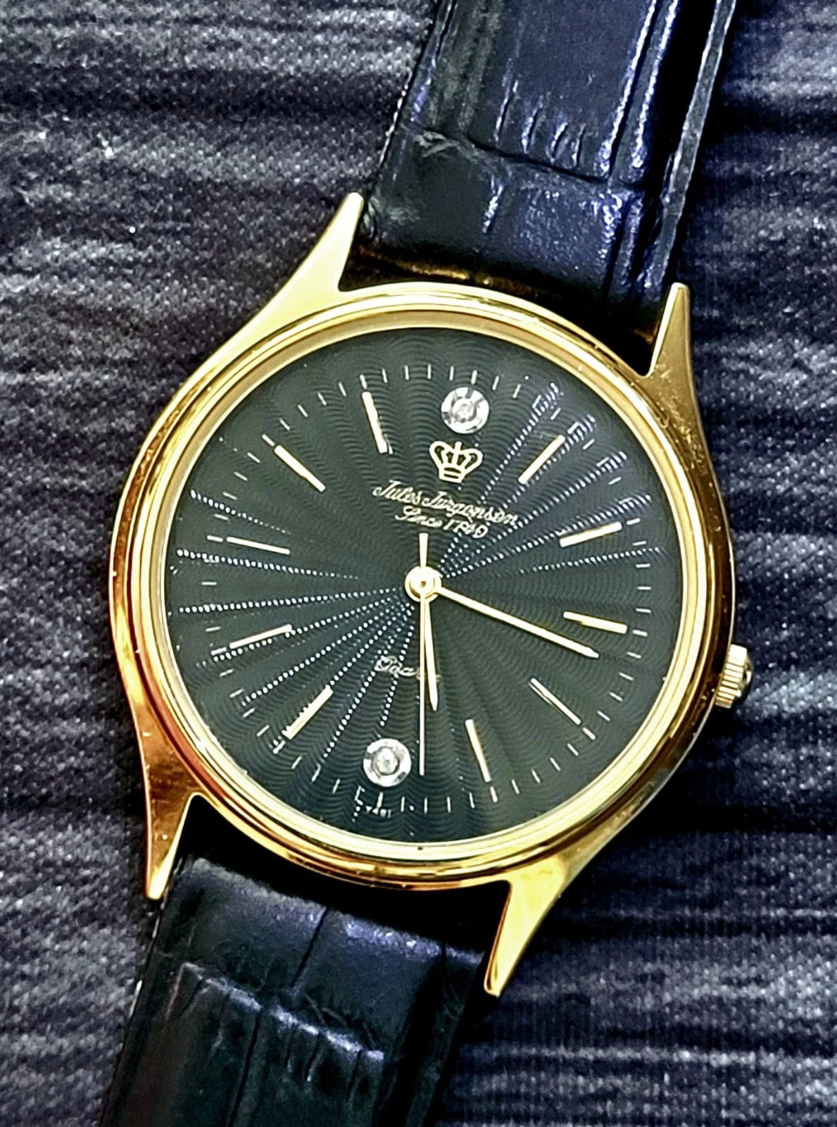 Rare Vintage Jules Jurgensen Mens Diamond Dress Watch In Box