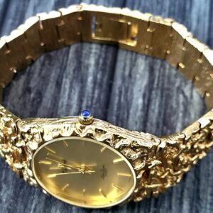 Vintage Lucien Piccard Dufonte Gold Nugget Watch Box Papers