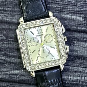 Rare Vintage Gruen Embassy Satin Dial Gem Bezel Dress Watch