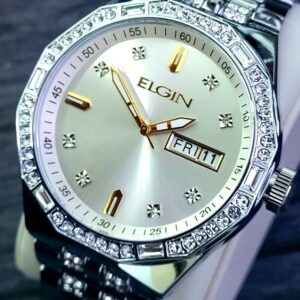 Rare Elgin Mens Paved Diamond Bezel Watch Authorized Dealer