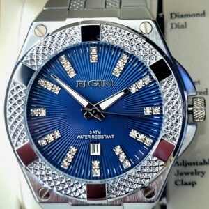 Rare Mens Paved Diamond Bezel Elgin Watch Authorized Dealer