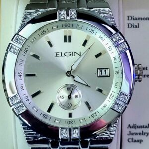 Rare NOS Elgin Mens Sub Dial Diamond Watch Authorized Dealer