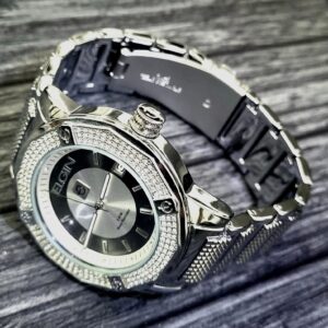 Rare Diamond Paved Bezel Mens Watch Elgin Authorized Dealer