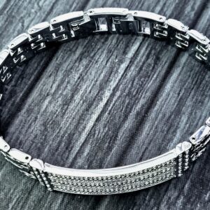 Rare Elgin Gem Paved Mens Engravable Bracelet W All Links