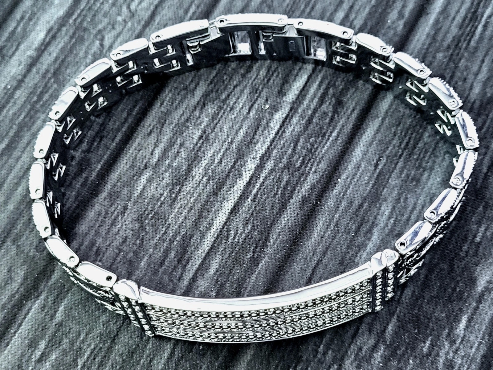 Rare Elgin Gem Paved Mens Engravable Bracelet W All Links