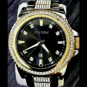 Rare Elgin Paved Diamond Bezel Mens Watch Authorized Dealer