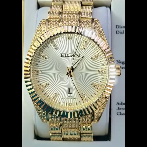 Elgin Diamond Nugget Mens Fluted Watch Authorized Dealer