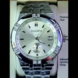 Rare Nos Elgin Mens Sub Dial Diamond Watch Authorized Dealer