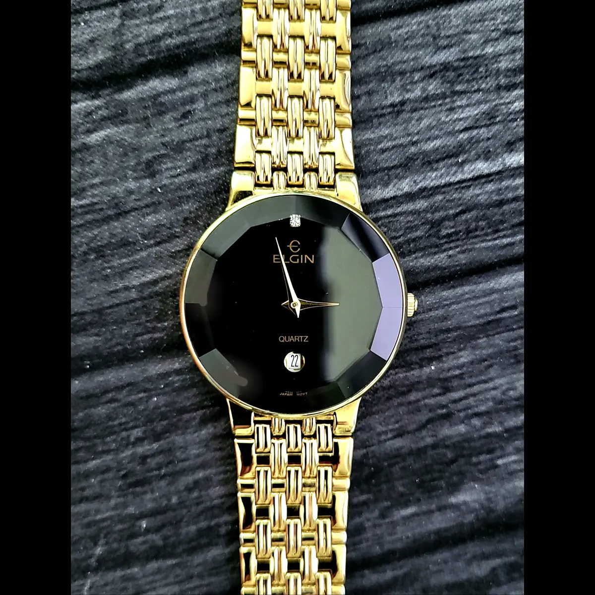 Rare Unisex Elgin Diamond Dial Faceted Crystal Dress Watch - Image 2