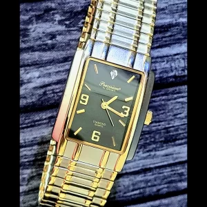 Gruen Precision Diamond Steel Curvex Mens Tank Dress Watch