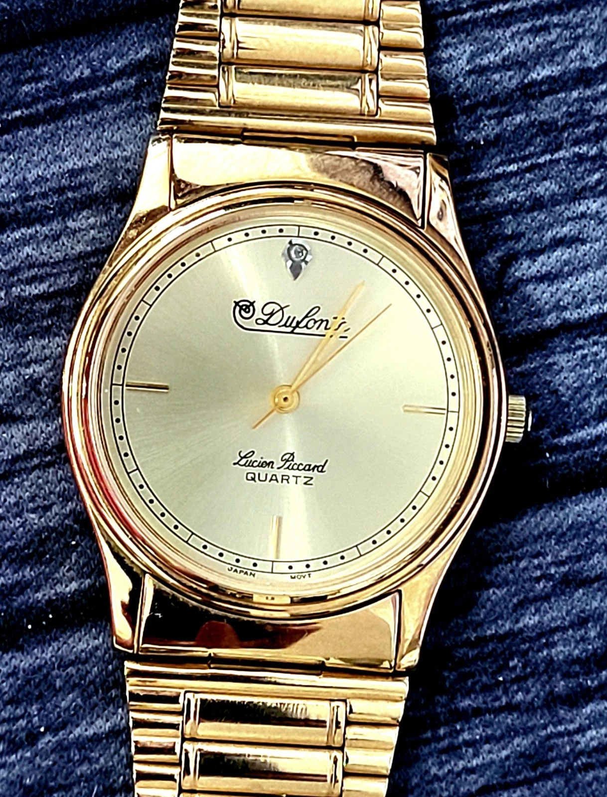 Vintage Rare Diamond Dial Dufonte Lucien Piccard Mens Watch