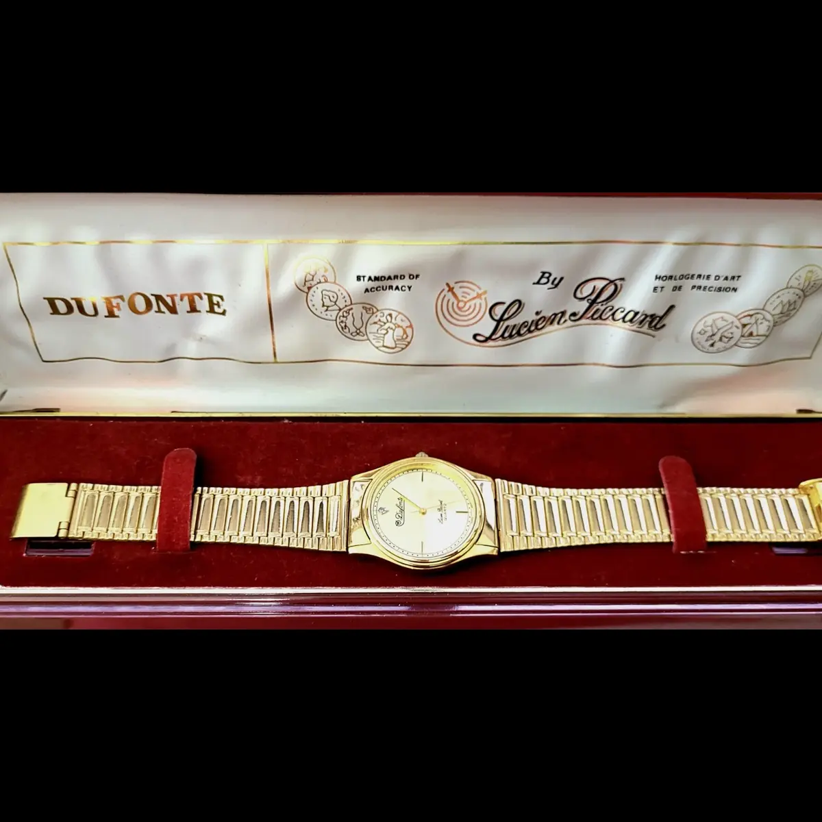 Vintage Rare Diamond Dial Dufonte Lucien Piccard Mens Watch - Image 7