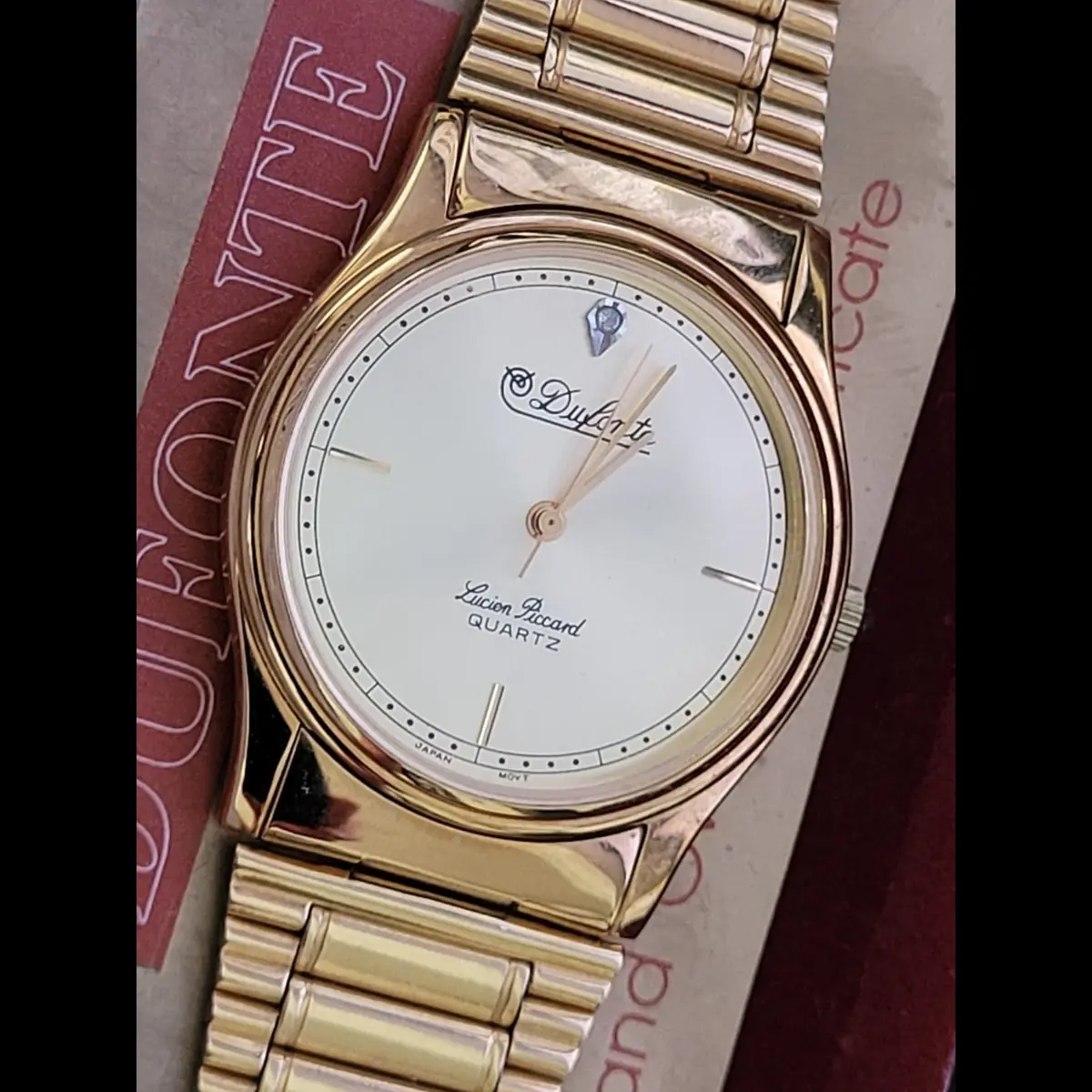 Vintage Rare Diamond Dial Dufonte Lucien Piccard Mens Watch - Image 2