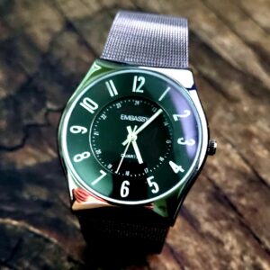 Rare Vintage Gruen Embassy Blk Chrome Mens Watch New In Box