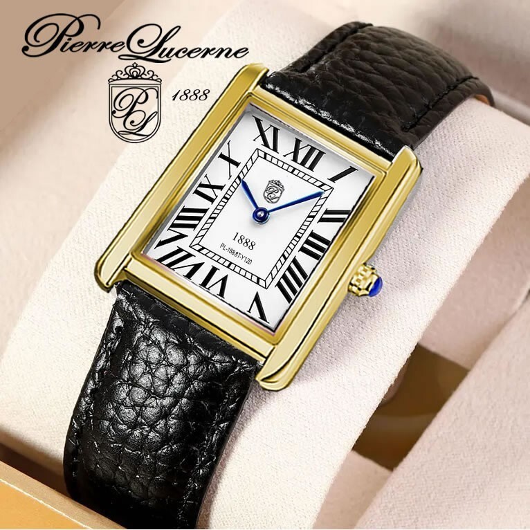 Swiss Design Mens Watch Pierre Lucerne Gold Tank In Box - Image 5