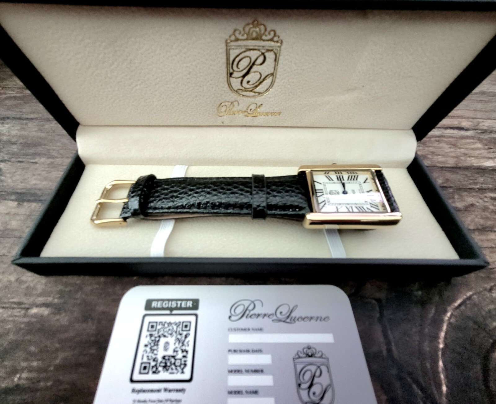Swiss Design Mens Watch Pierre Lucerne Gold Tank In Box - Image 8