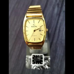 Elgin Lord Tonneau Watch Men Gold Dial Serviced New Battery