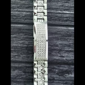 Rare Elgin Gem Paved Mens Engravable Bracelet W All Links